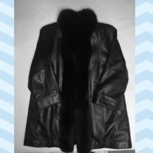 Genuine Leather/Fox/Rabbit trimmed Swing Coat